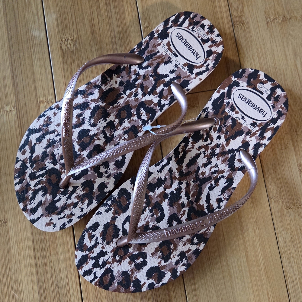 Havaianas Women's Leopard Print Flip Flops - Brown